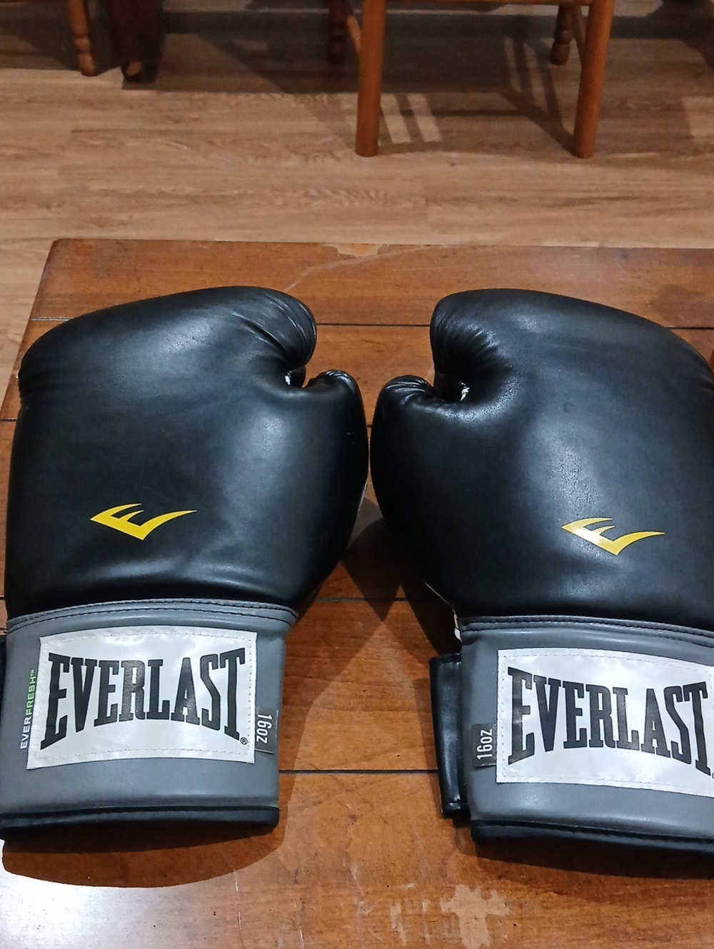 Everlast Black Boxing Gloves with Yellow Accents